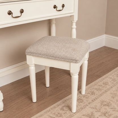 Ivory Cushioned Dressing Table Stool - Charlotte Ivory Range