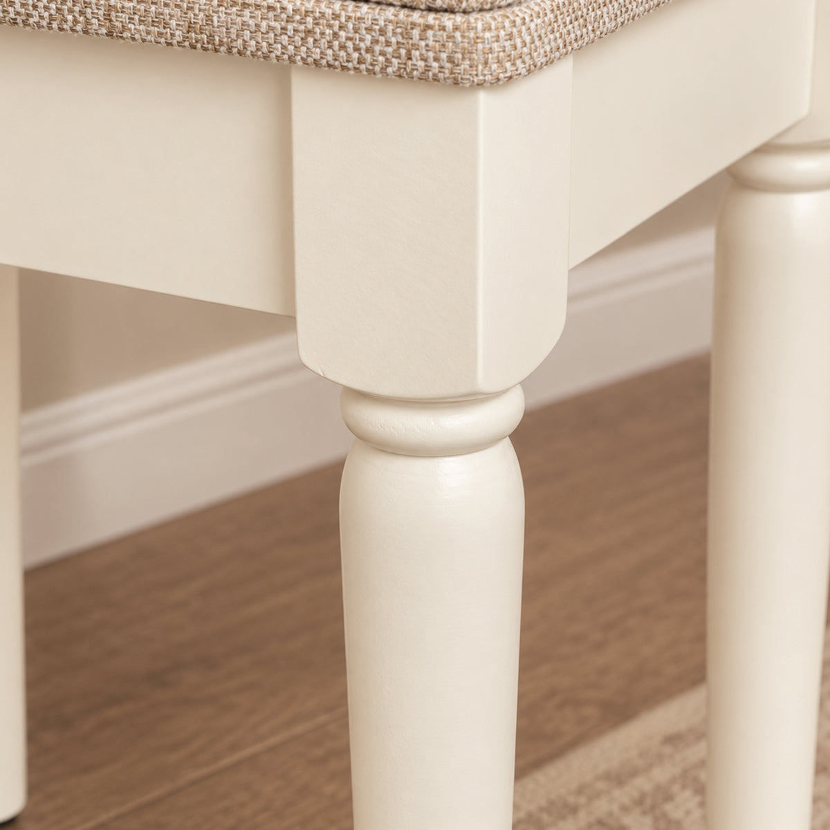 Ivory Cushioned Dressing Table Stool - Charlotte Ivory Range