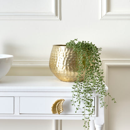 Gold Hammered Metal Planter