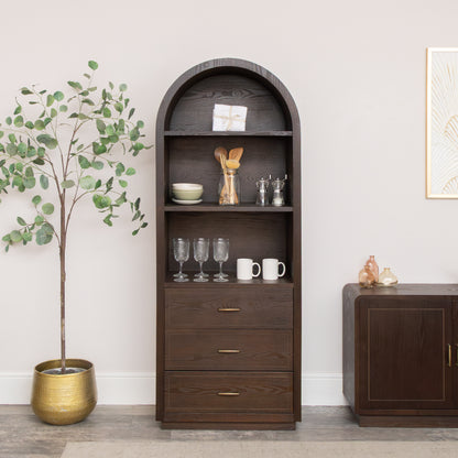 Large Arched Dark Wood Freestanding Storage Cabinet - Kingsley Range