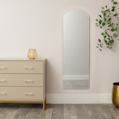 Large Full Length Gold Frameless Arched Mirror - 47cm x 142cm