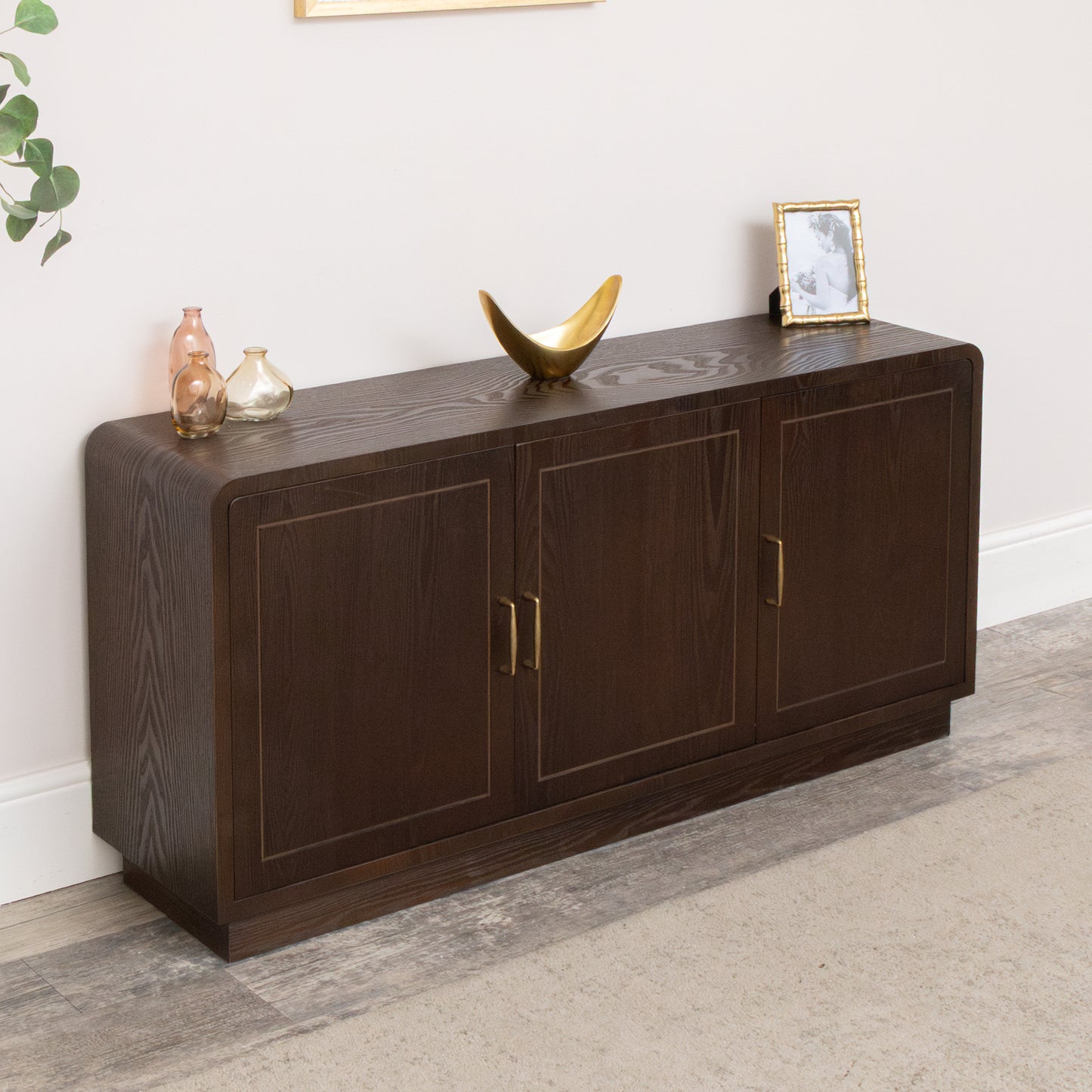 Dark Wooden 3 Door Sideboard - Kingsley Range