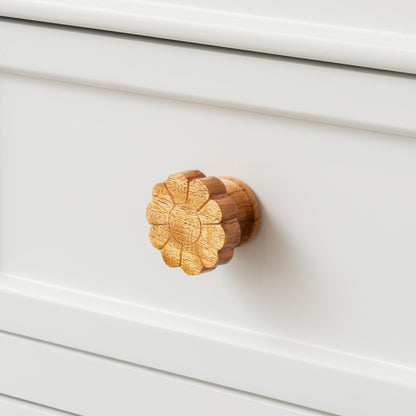 Set of 4 Wooden Flower Drawer Knobs