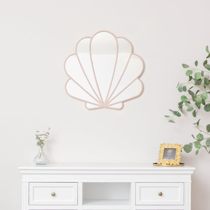 Large Pink Shell Shaped Wall Mounted Mirror - 60cm x 60cm