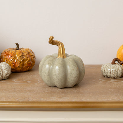 Nude & Gold Speckled Pumpkin Ornament - 16cm x 15cm