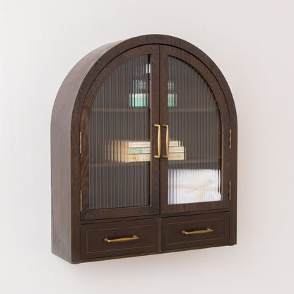 Dark Wood Arched Wall Mounted Cabinet - Kingsley Range