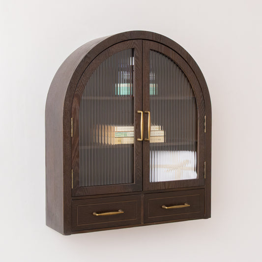 Dark Wood Arched Wall Mounted Cabinet - Kingsley Range 