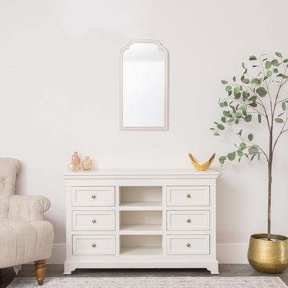 White Washed Distressed Wooden Frame Wall Mirror - 40cm x 75cm