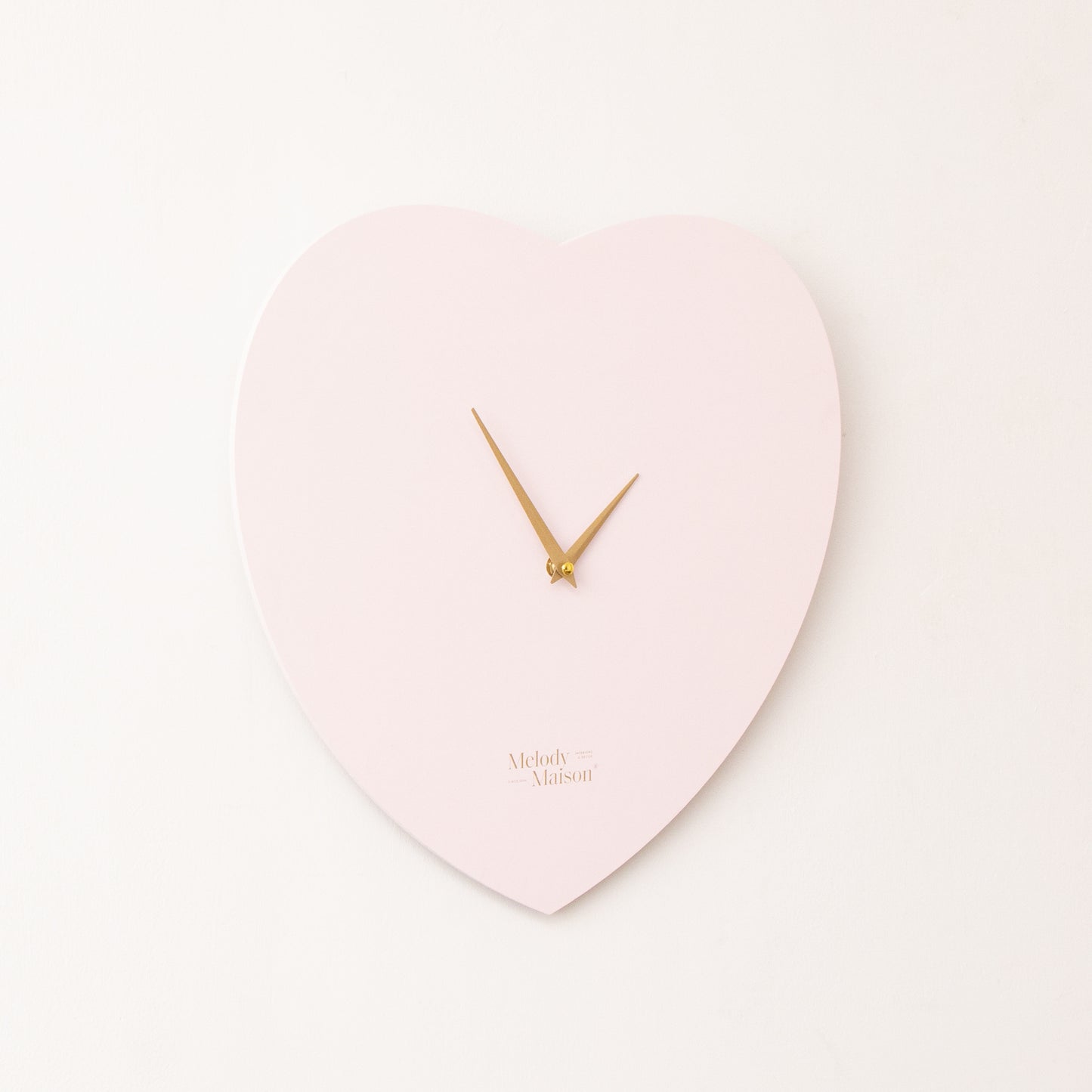 Wooden Pink & Gold Detailed Heart Shaped Wall Clock - 40cm x 40cm