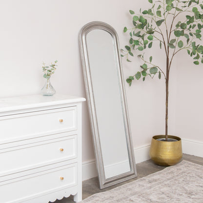 Full Length Foiled Silver Leaner & Wall Mirror - 47cm x 142cm