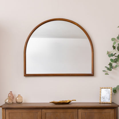 Dark Wood Framed Arched Wall & Mantle Mirror - 90cm x 75cm