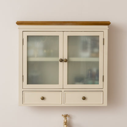 Cream & Wooden Wall Cabinet with Drawers - Claudia Range
