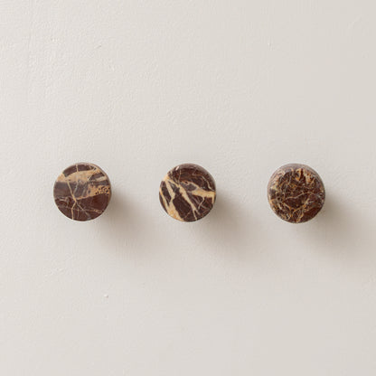 Set of 3 Round Red Marble Wall Hooks