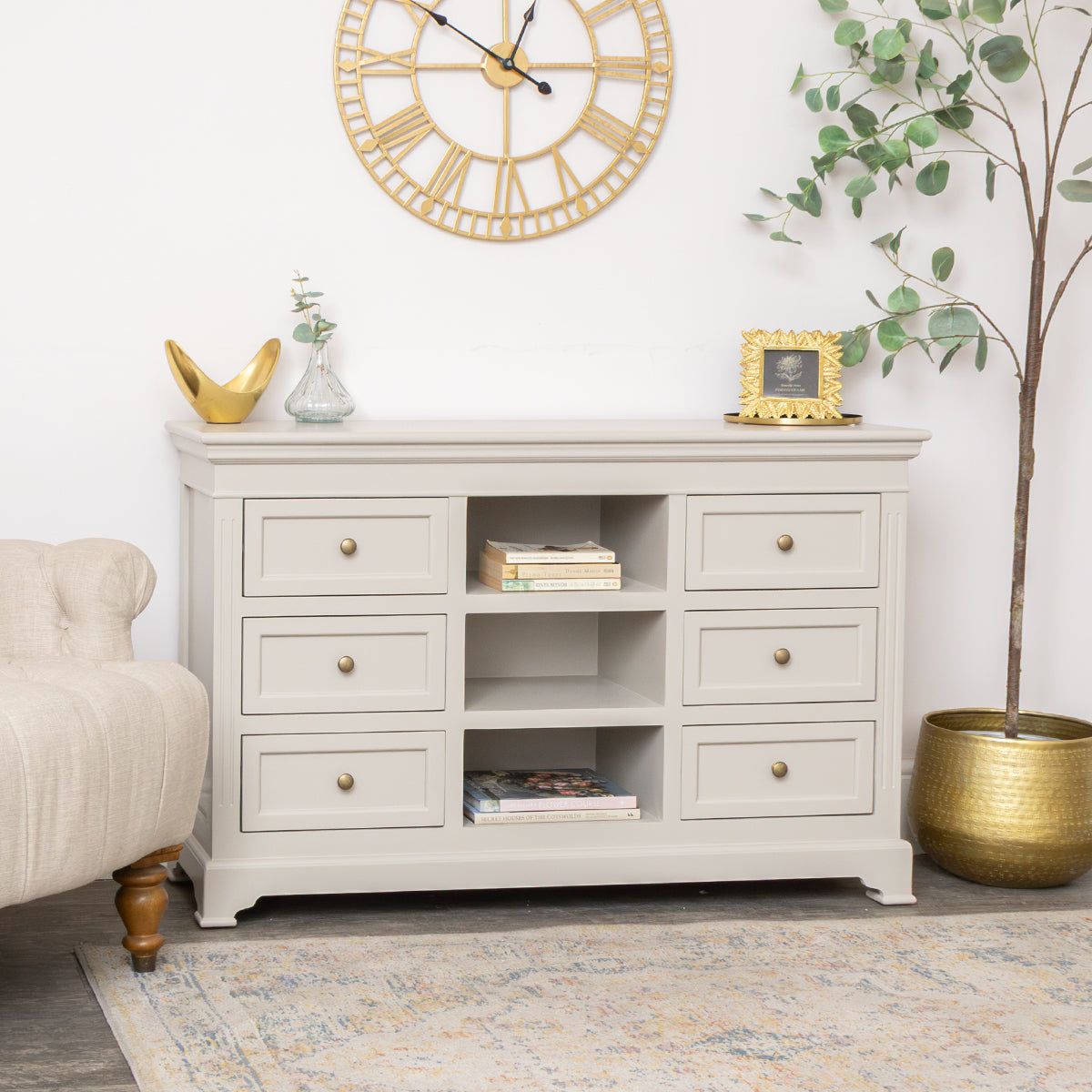 Large Taupe-Grey Wooden Sideboard Cabinet - Daventry Taupe-Grey Range