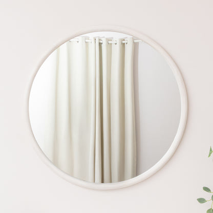Large White Washed Wooden Round Wall Mirror - 80cm x 80cm