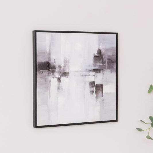  Black & White Serenity Abstract Framed Wall Art - 50cm x 50cm 