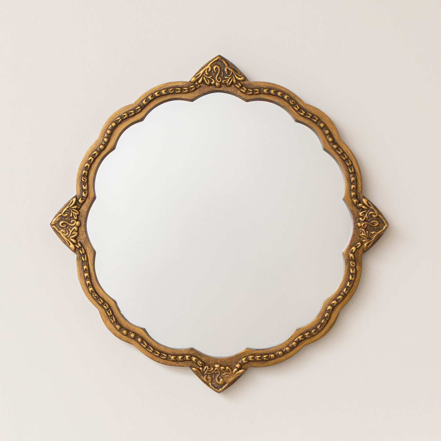 Ornate Antique Gold Round Wall Mirror - 50cm x 50cm