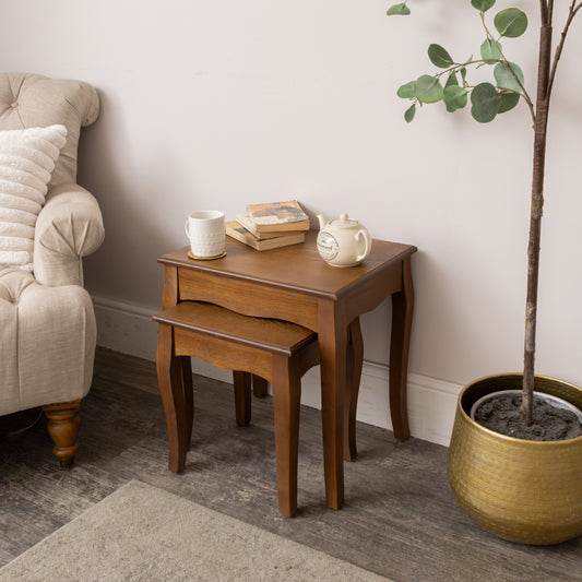  Dark Wooden Set of 2 Nest of Tables - Ashwell Range 