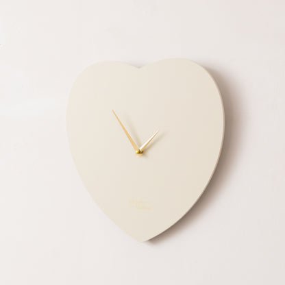 Wooden Ivory & Gold Detailed Heart Shaped Wall Clock - 40cm x 40cm