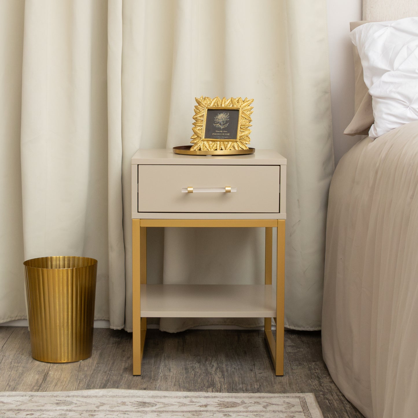 Pair of One Drawer Bedside Tables - Liana Taupe Range