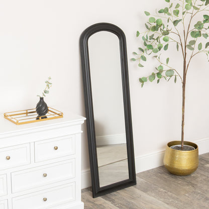 Full Length Black Leaner & Wall Mirror - 47cm x 142cm