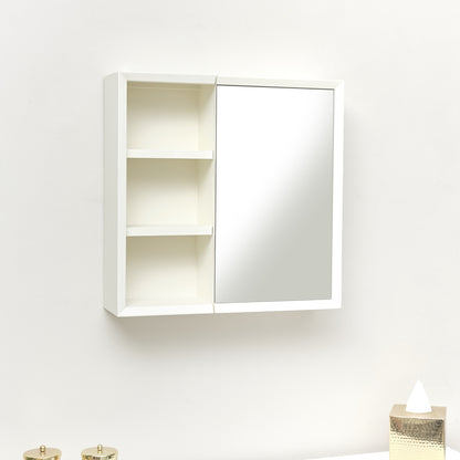 Cream Open Shelved Mirrored Wall Cabinet 53cm x 53cm