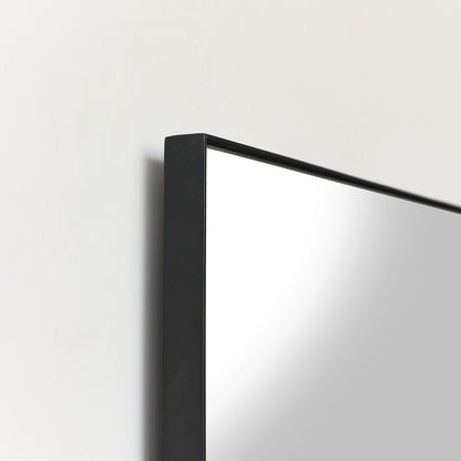 Black Thin Framed Rectangle Wall Mirror 110cm x 55cm