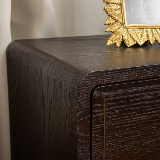  Dark Wood 2 Drawer Bedside Table - Kingsley Range 