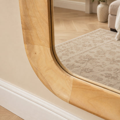 Natural Wood Arched Rounded Full Length Wall / Leaner Mirror - 142cm x 50cm
