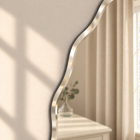  Frameless Scalloped Bevelled Edge Wall Mirror - 60cm x 60cm 
