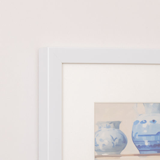  Blue & White Porcelain Pottery Detailed Wall Art Framed Print - 40cm x 50cm 