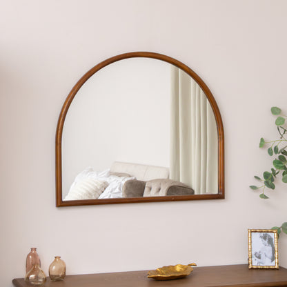 Dark Wood Framed Arched Wall & Mantle Mirror - 90cm x 75cm