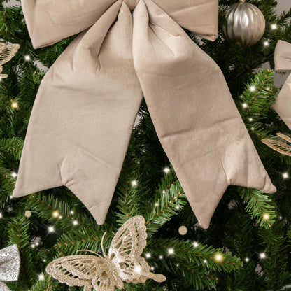 Large Taupe Velvet Christmas Bow - 30cm x 45cm