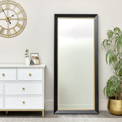 Large Rectangle Black & Gold Wall Mirror 158cm x 70cm