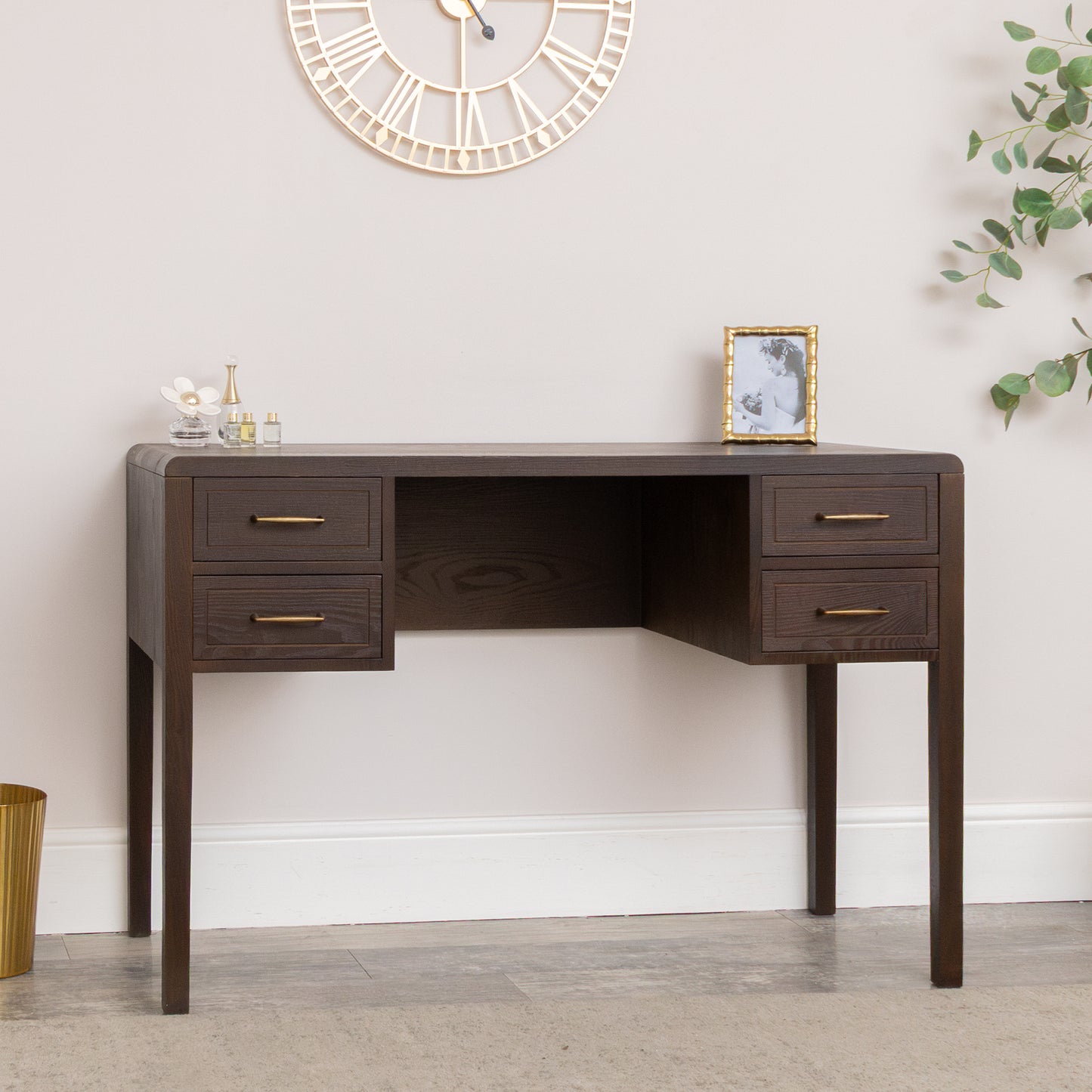Dark Wood 4 Drawer Dressing Table - Kingsley Range