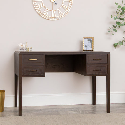  Dark Wood 4 Drawer Dressing Table - Kingsley Range 