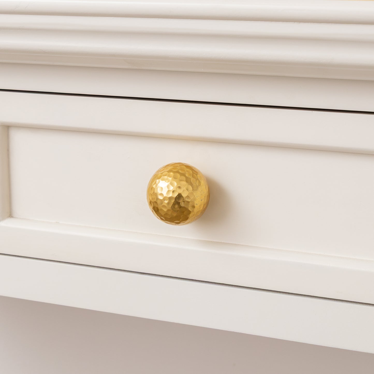 Large Shiny Gold Round Hammered Drawer Knob - 5cm