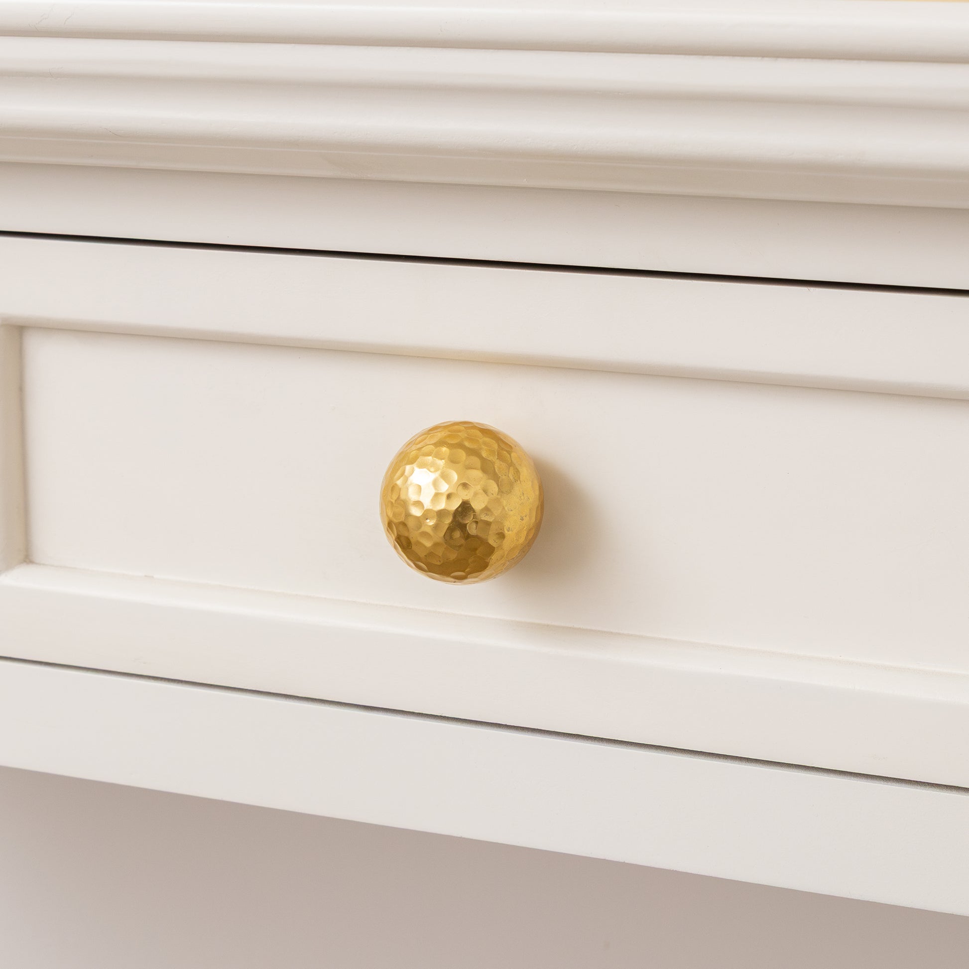 Large Shiny Gold Round Hammered Drawer Knob