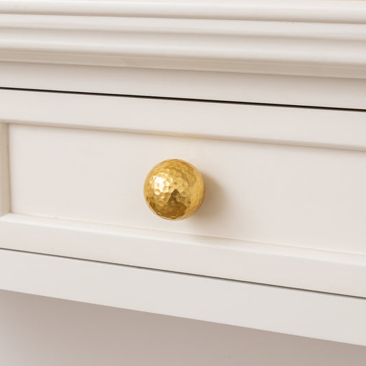  Large Shiny Gold Round Hammered Drawer Knob - 5cm 