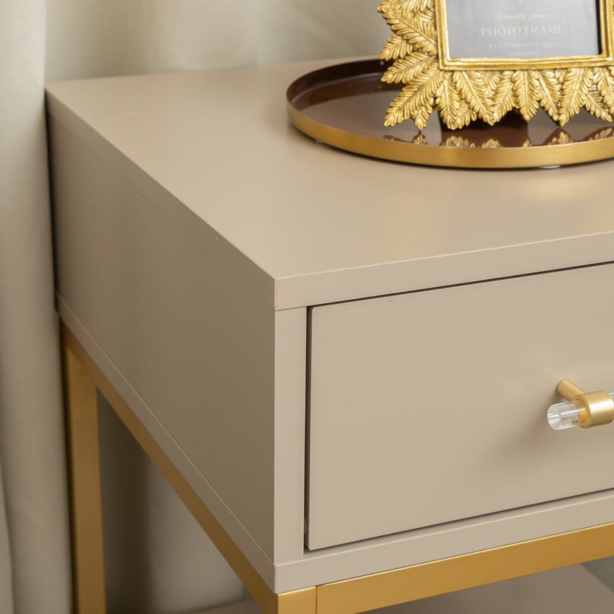 Two Drawer Dressing Table & Pair of One Drawer Bedside Tables - Liana Taupe Range
