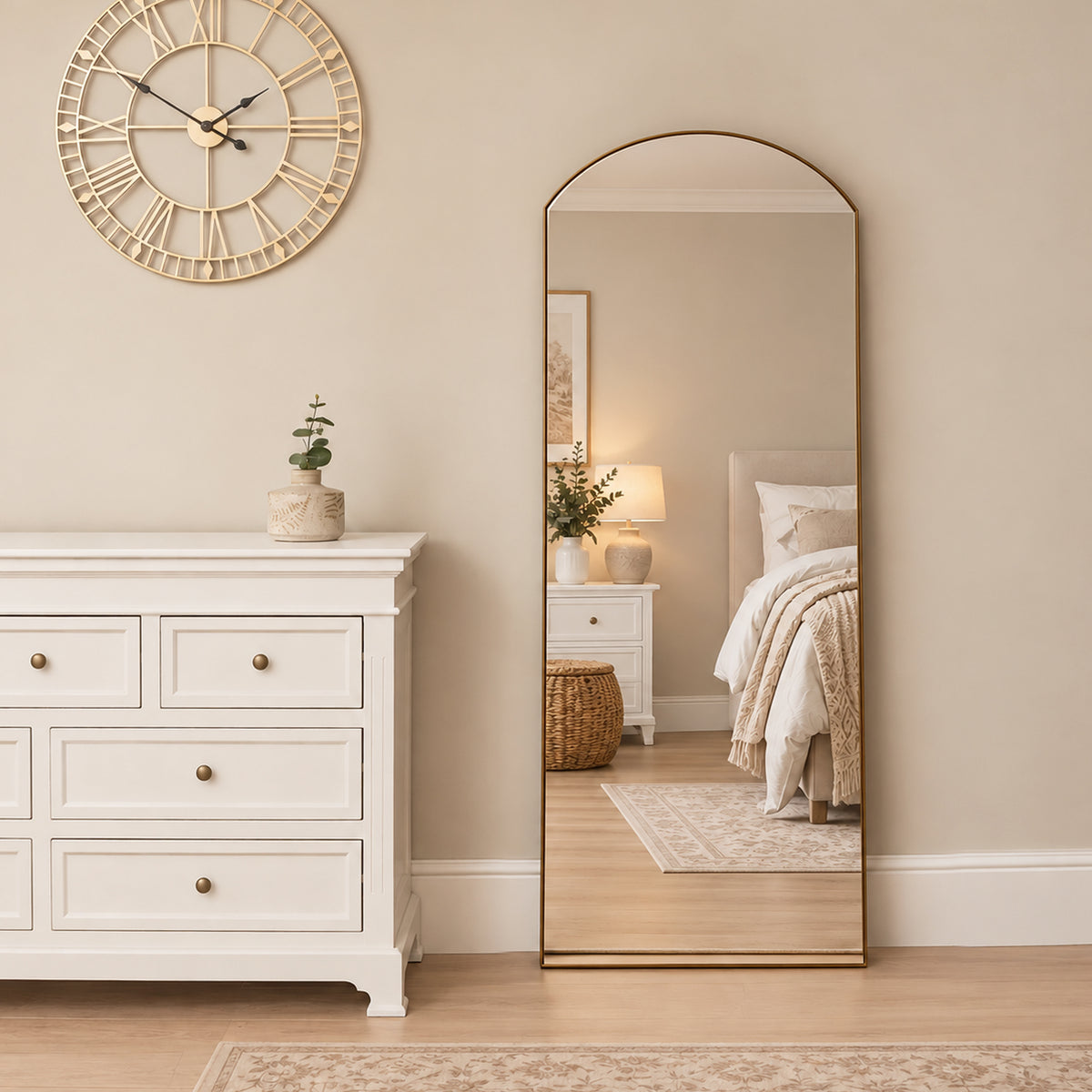 Large Arch Gold Framless Full Length Leaner / Wall Mirror - 150cm x 60cm