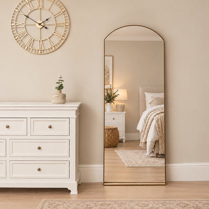 Large Arch Gold Framless Full Length Leaner / Wall Mirror - 150cm x 60cm