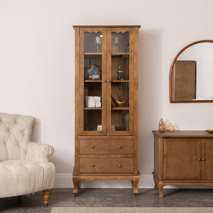 Tall Freestanding Wood Display Cabinet - Ashwell Range