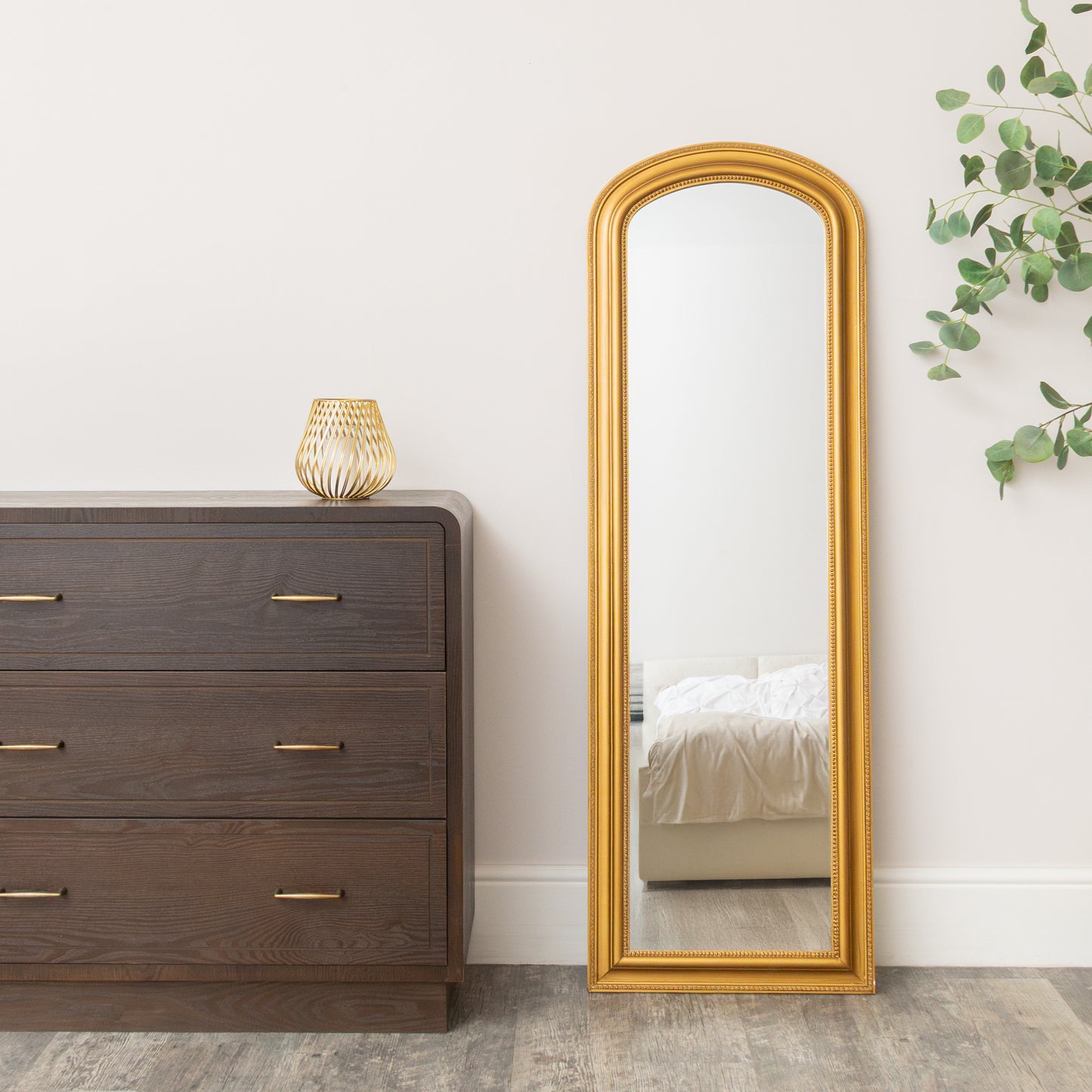 Full Length Antique Gold Leaner & Wall Mirror - 47cm x 142cm