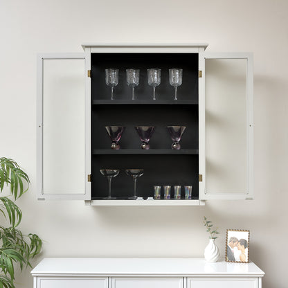 Large Grey & Black Glass Fronted Wall Cabinet 90cm x 70cm