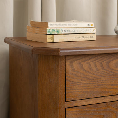 Dark Wood 3 Drawer Extra Wide Bedside Table - Ashwell Range