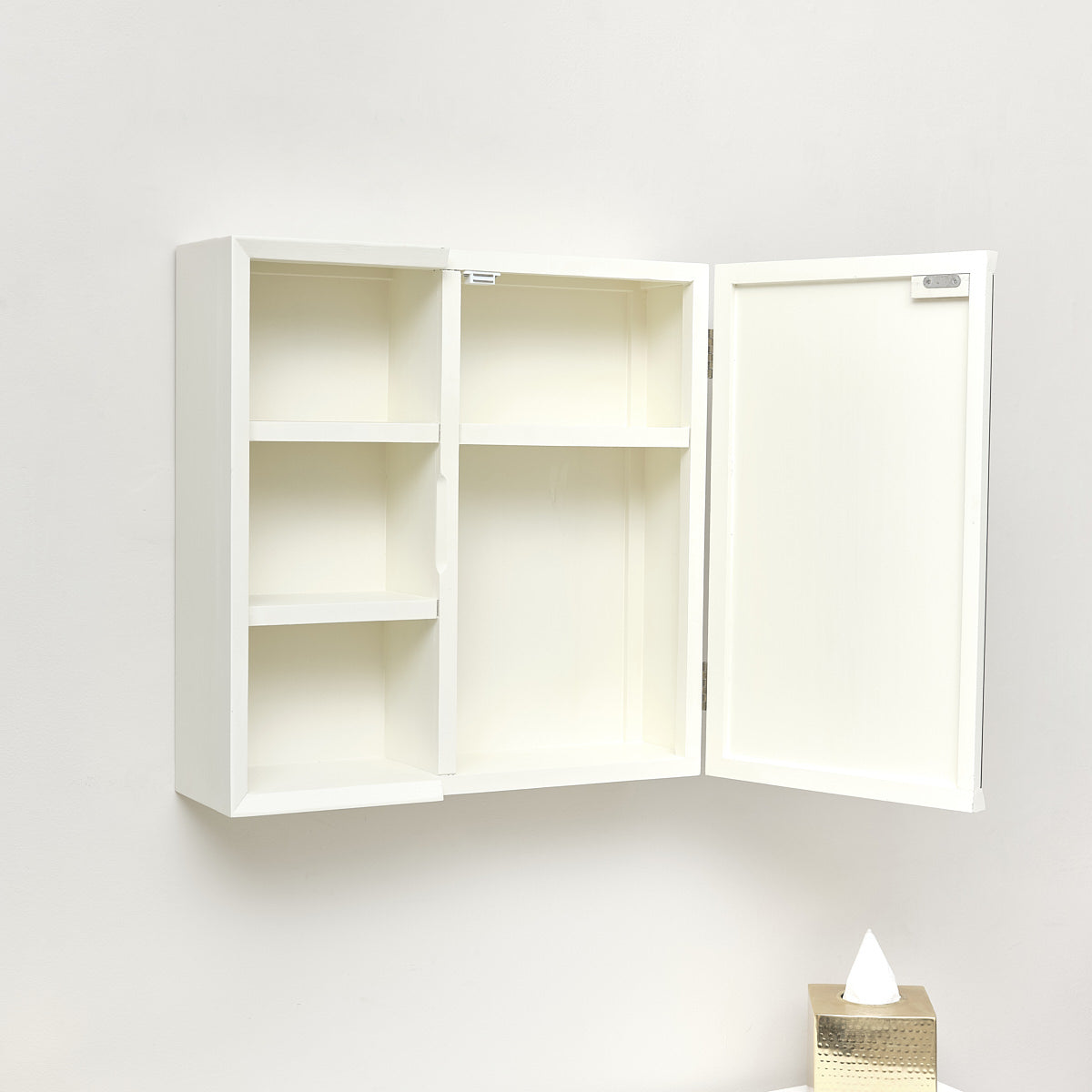 Cream Open Shelved Mirrored Wall Cabinet 53cm x 53cm