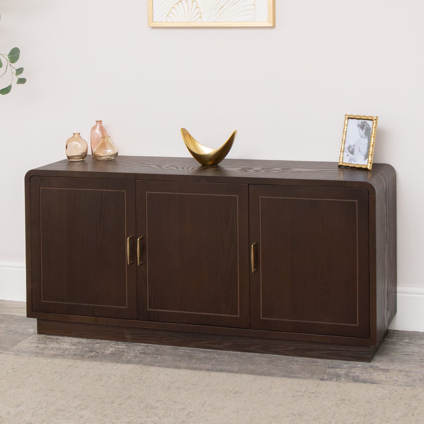 Dark Wooden 3 Door Sideboard - Kingsley Range