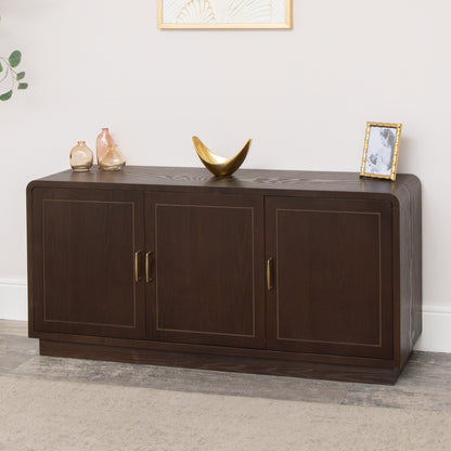 Dark Wooden 3 Door Sideboard - Kingsley Range