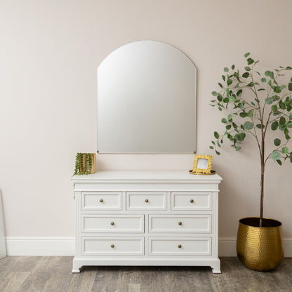 Large Frameless Arched Mirror with Bevelled Edges - 88cm x 100cm